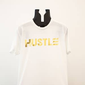 Gold “Hustle” on White
